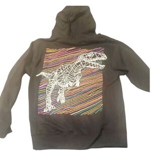 Into The A.M New Adult Unisex Small Black Graphic Hoodie Neon T Rex